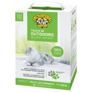 Dr. Elsey’s Touch of Outdoors Bentonite Cat Litter, Natural Chlorophyll for Odour Control, Dust-Free, Quick Absorption, Hard Clumping, Reduces Stress, Multi-Cat Friendly - 9.08 kg