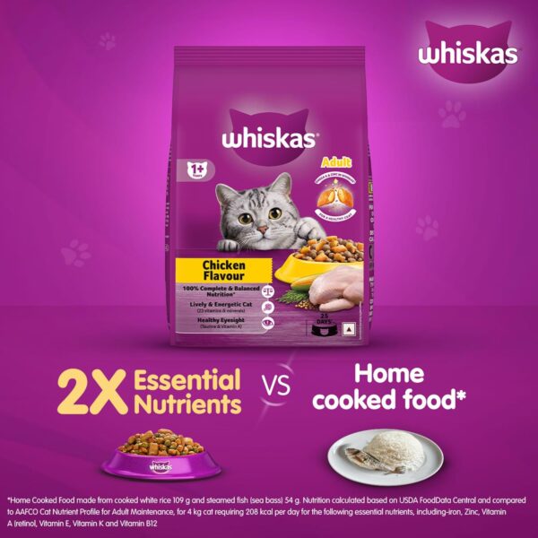 71jChvdNGtL._SL1500_.jpg Whiskas Adult (+1 Year) Dry Cat Food, Chicken Flavour, 1.2kg Pack and Adult (+1 Year) Dry Cat Food, Tuna Flavour, 1.2kg Pack
