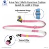 71jF6z5hPNL._SL1500_.jpg A+a Pets’ Multi-Function Cotton Leash to Walk 2 Dogs | Long, Short, Hands Free, Traffic, Running, Walking | Adjustable, Soft Comfortable (Pink & Purple)