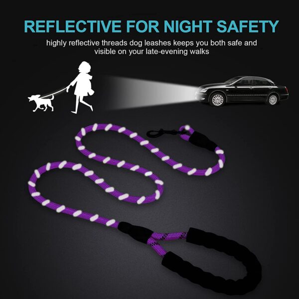 71jLfKd34fS._SL1500_.jpg Petology Dog Leash 4FT Long, 1cm Thick Reflective Heavy Duty Rope with Anti-Slip Padded Handle for Small Dogs