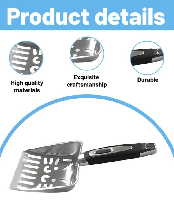 Cat Litter Scooper, Scooper for Cats, Cat Litter Scoop, Durable Stainless Steel Kitty Litter Shovel with Ergonomic Handle for Efficient Cleaning