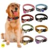 YellowCult Fancy & Comfortable Pet Collars for Cats, Puppies, Small Dogs, Fat Rabbits with Adjustable Size, Bell, Resin Heart & Buckle Safety Lock-[Suede Leather] - [Red]