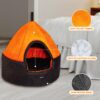 Amazon Basics Soft Velvet Fabric Dual Color Pet Hut Bed with Center Pillow | Small | Black and Orange | For Cats and Small Dogs | Easy to Clean | Unique Design | Diameter 18 Inch, Height 18 Inch