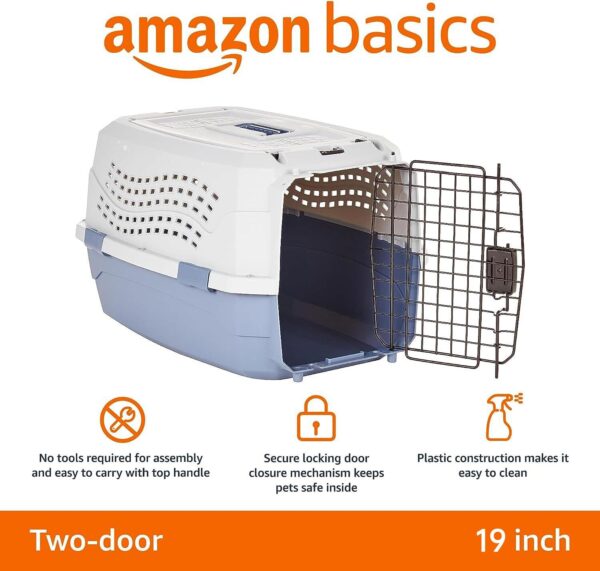 71joKXAUtKL._SL1500_.jpg AmazonBasics Two Door Top Load Pet Carrier, Small Size |19-inch | Portable Airline Pet Carrier for Cats, Puppies and Kitten | Small