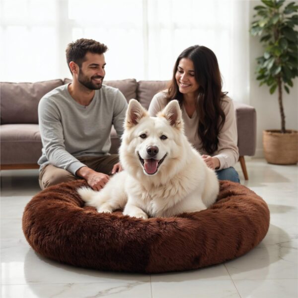 71jsAZJzbKL._SL1500_.jpg ZEXSAZONE Round Donut Pet Bed for Cats and Puppies Dogs mat, Cozy and Plush, Raised Bedside Support, Both Sides Use Like 2 in One, Washable, Sizes for Small, Medium, and Large Pets. (Coffee, Medium)