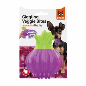BarkButler x FOFOS Giggling Squeaker Dog Toy - Onion, Durable BarkButler x FOFOS Giggling Squeaker Dog Toy - Onion, Durable Chew Toys, Ideal Teething Toys for Puppy & Adult Dogs (5-30kgs), Interactive Dog Toys for Dogs of All Breeds
