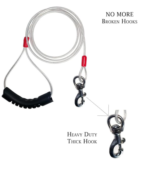 71l7XbqXqlL._SL1500_.jpg Patch & Marshall Dog Leash Indestructible/Chew Proof Leash For Dogs - 5Ft - Heavy Hook - Grip Handle - Silver - 1Pc - 152.4 Cm