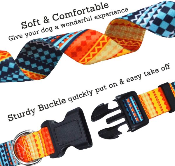 Qpets Nylon Bohemia Style Dog Collar With Patterns Adjustable 40-60Cm Soft Comfy Pet Collars Dog Belt For Small Medium Large 30-40Kg Dogs (Size:L), Multicolor