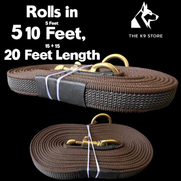 Anti-Slippery Dog Training Leash, Belt for Dogs Walk - World Class Trainers Choice Dog Leash in 5, 10, 15 & 20 Feet Length- Long Leash for Dogs, Dog Leash in 5 Colors (Brown, 5 Feet)