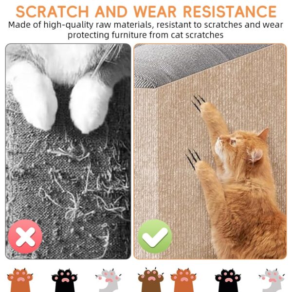 Qpets® Cat Scratch Pad, Scratching Pad for Cats, Wall Cat Scratcher Mat, Cuttable Adhesive Pet Scratching Mat for Wall, Cabinet, Couch, Floor (40x100cm)