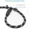 Qpets Dog Training Leash - Durable, Light Reflecting, Soft Padded Handle, Adjustable, Anti-Strain, Braided Rope for Small to Large Dogs (Black, 185cm)