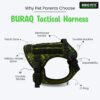 71mir8kuZL._SL1500_.jpg Buraq Military Tactical Dog Harness, No-Pull Adjustable Training Vest with Handle Easy Control, Tactical Vest Harness for Walking Training Hiking (Grey, L)