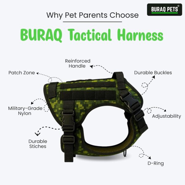71mir8kuZL._SL1500_.jpg Buraq Military Tactical Dog Harness, No-Pull Adjustable Training Vest with Handle Easy Control, Tactical Vest Harness for Walking Training Hiking (Grey, L)