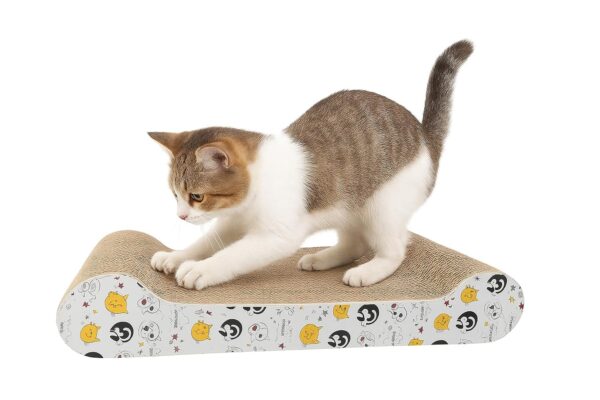 Durable Cat Scratching Board Reversible Corrugated Cardboard Scratcher Pad for Cats Protects Furniture Includes Catnip S Shape Twin Design Durable Eco-Friendly for Kittens & Cats Pack 1 (1.0)