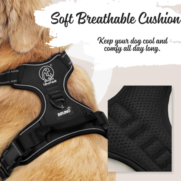 No-Pull Dog Harness with Custom Name Tag | Adjustable Reflective Pet Vest for Medium & Large Dogs | Soft Padded, Front & Back Leash Clip (Midnight Black, Medium)