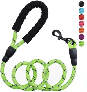 Petology Dog Leash 4FT Long, 1cm Thick Reflective Heavy Duty Petology Dog Leash 4FT Long, 1cm Thick Reflective Heavy Duty Rope with Anti-Slip Padded Handle for Small Dogs