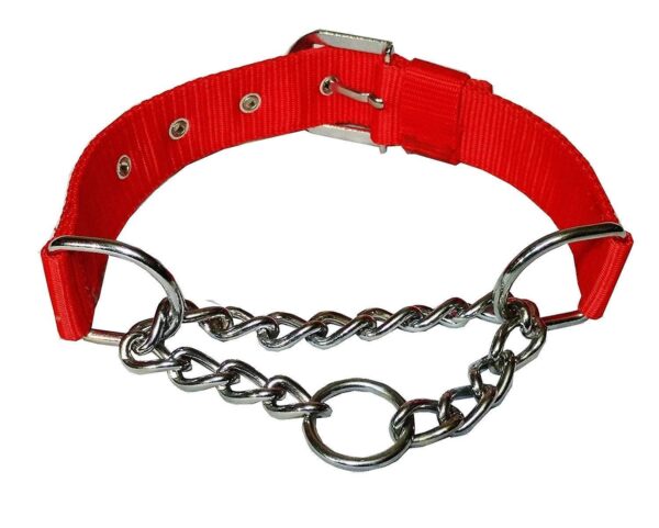 PSK PET MART Dog Choke Pet Nylon Half Chain Collar Half Choker Stainless Steel Dogs Collars 1 Piece Size - 1.25 inch Large (Color May Vary)(Pack of 1)