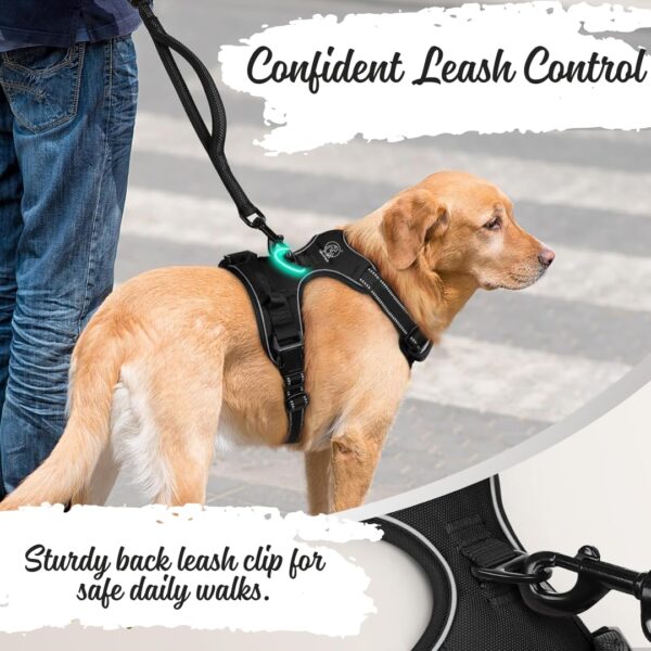 No-Pull Dog Harness with Custom Name Tag | Adjustable Reflective Pet Vest for Medium & Large Dogs | Soft Padded, Front & Back Leash Clip (Midnight Black, Medium)