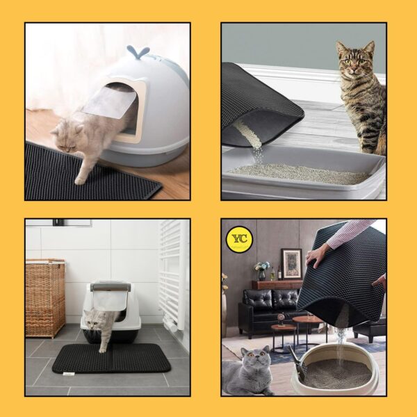 YellowCult Cat Litter Mat, Honeycomb Double Layer Design, Urine & Water Proof Material, Scatter Control, Less Waste, Easy to Clean,Washable, Non-Slip Kitty Litter Mats for Floor (30 X 45 Cm) 1 Pack-S