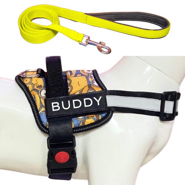 Dog Harness with Leash | Dog Belt for Medium Dogs Dog Harness with Leash | Dog Belt for Medium Dogs | No Pull, Adjustable | for 14-23Kg Dogs (M, Minion)