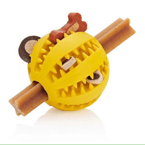 Food Dispensing Chew Ball for Dogs – Interactive, Durable Toy for Mental Stimulation, Play, and Healthy Eating, Non-Toxic and Easy to Use-Yellow