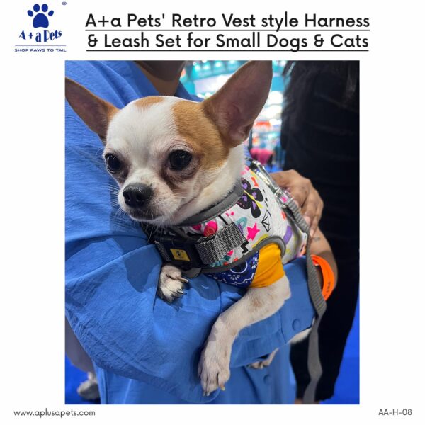 71onRqIxATL._SL1500_.jpg A+a Pets' Retro Vest Harness & Leash Set | No Pull, No Escape, Breathable, Cute Combo for Puppies, Small Dogs, Cats (Polka Blue, M)