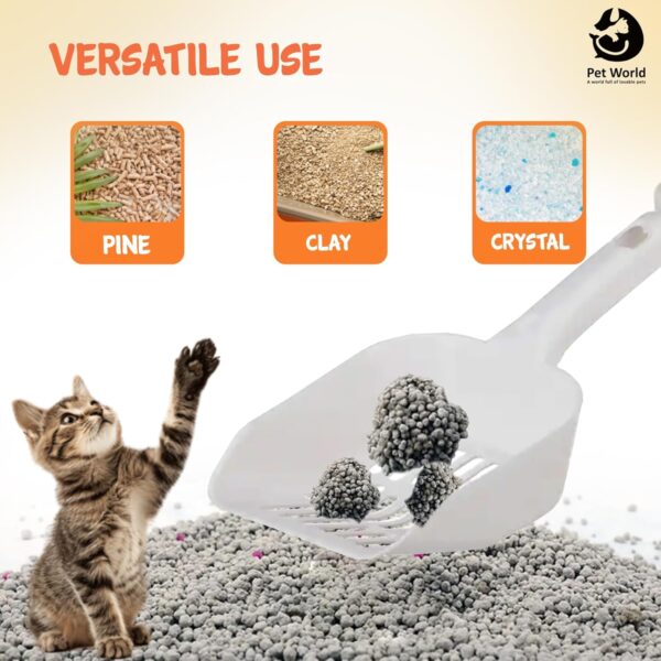 PET WORLD Cat Litter Scooper| Small Scoop Size | Easy and Convenient to Use | for Quick & Hygienic Waste Removal | Effortless Clean-Up| Highly Durable Cat Poop Scooper | White |
