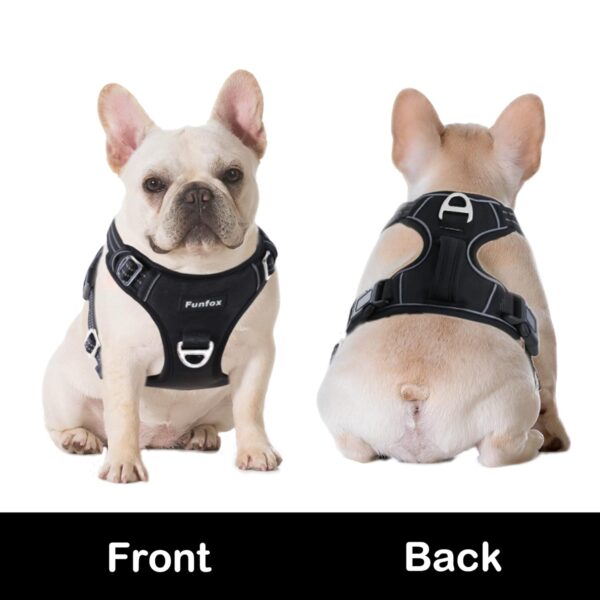 Funfox Dog Harness Medium Sized Dog, No Pull Dog Vest Adjustable, Comfortable Breathable Material Reflective Strips with Metal Clip for Control Easy Walking for Medium Breed Dogs Black