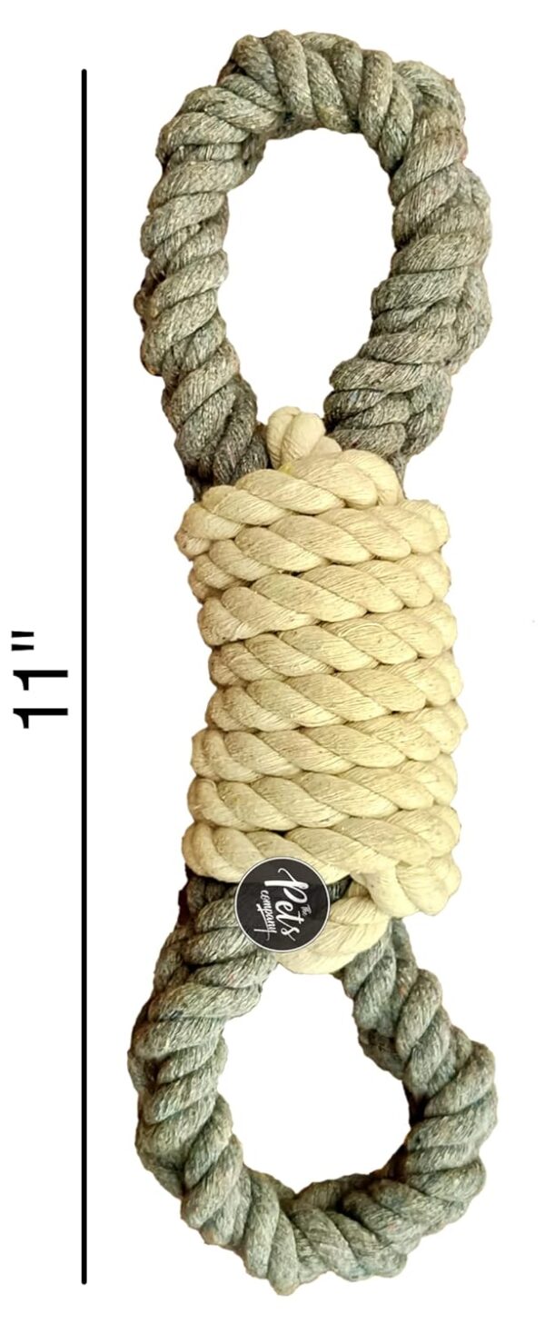 The Pets Company Natural Loop Tug Dog Rope Toy for Aggressive Chewers, Dental Tug Dog Toy with Thick Knots for Large Dog Breeds
