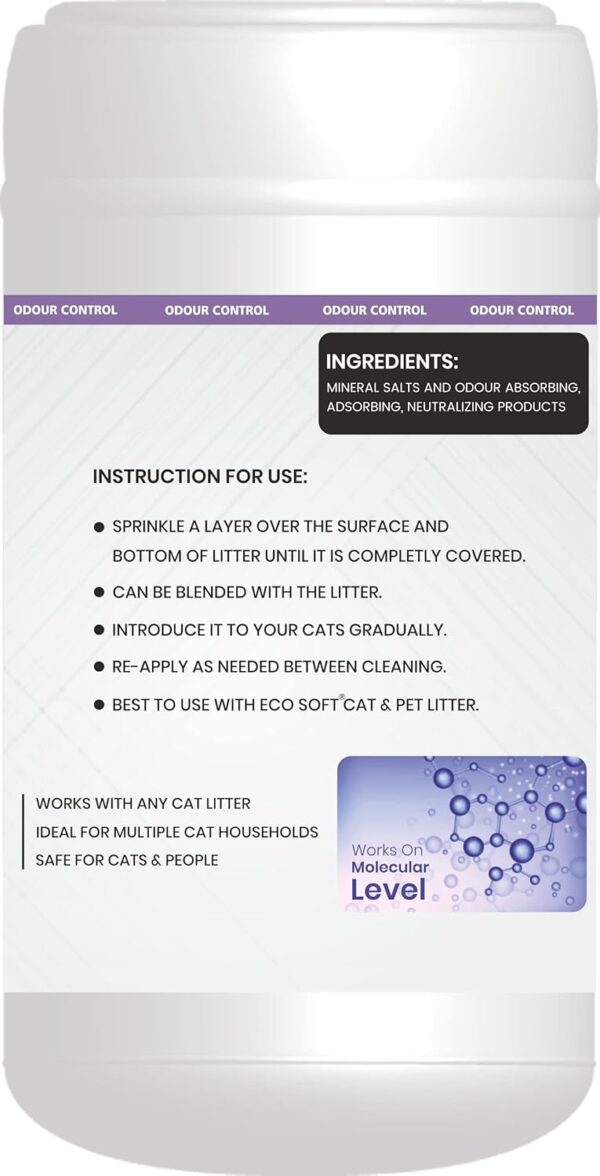 Eco Soft Cat Litter Deodorizer 750gms | Lavender Fragrance | Odour Eliminating Powder | Suitable for All Types of Litter | Longer Lasting Odour Control | Strong Cat Urine Smell Remover