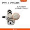 BarkButler x Fofos Skinneez Stuffing Free Raccoon - Soft & Squeaky Toys for Dogs, Dog Toys for Large Dogs (5-30kgs) - Grey