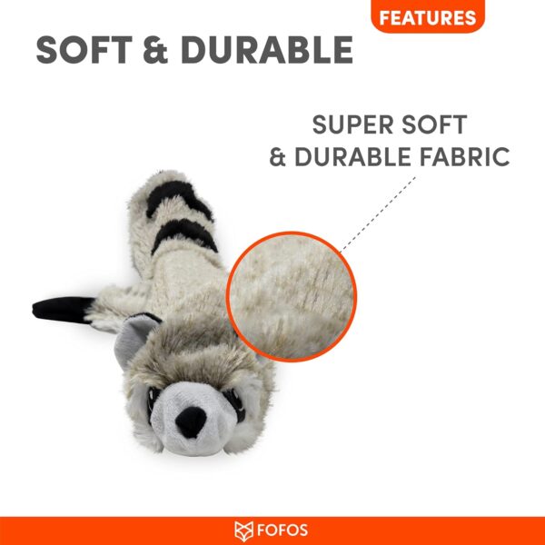 BarkButler x Fofos Skinneez Stuffing Free Raccoon - Soft & Squeaky Toys for Dogs, Dog Toys for Large Dogs (5-30kgs) - Grey