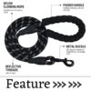 Tail 5 Feet Dog Leash with Comfortable Padded Handle and Highly Reflective Threads for Small Medium and Large Dogs (5FT-1/2'', Black)