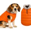 The Pets Company Dog Winter Coat Jacket, Clothes, Windproof, Waterproof, The Pets Company Dog Winter Coat Jacket, Clothes, Windproof, Waterproof, Light Weight, Washable, Ultra Warm Thick Fleece Lined Dog Vest for Cold Weather Protection, (Orange, Medium - 20 Inch)