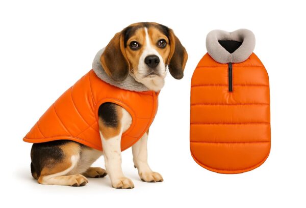 The Pets Company Dog Winter Coat Jacket, Clothes, Windproof, Waterproof, The Pets Company Dog Winter Coat Jacket, Clothes, Windproof, Waterproof, Light Weight, Washable, Ultra Warm Thick Fleece Lined Dog Vest for Cold Weather Protection, (Orange, Medium - 20 Inch)