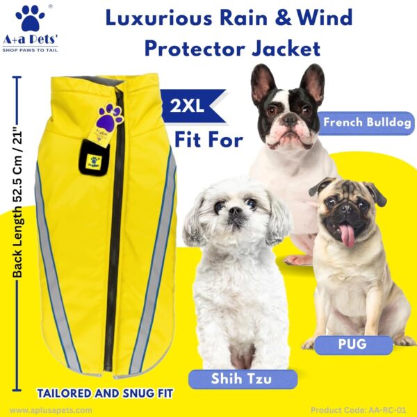 A+a Pets' Luxurious Rain & Wind' Winter Jacket for Dogs with 21" Length | Recommended Non Slip Jacket Style for Rain & Snow | Full Body Coverage with Leash Opening | Warm & Comfortable (Yellow 2XL)