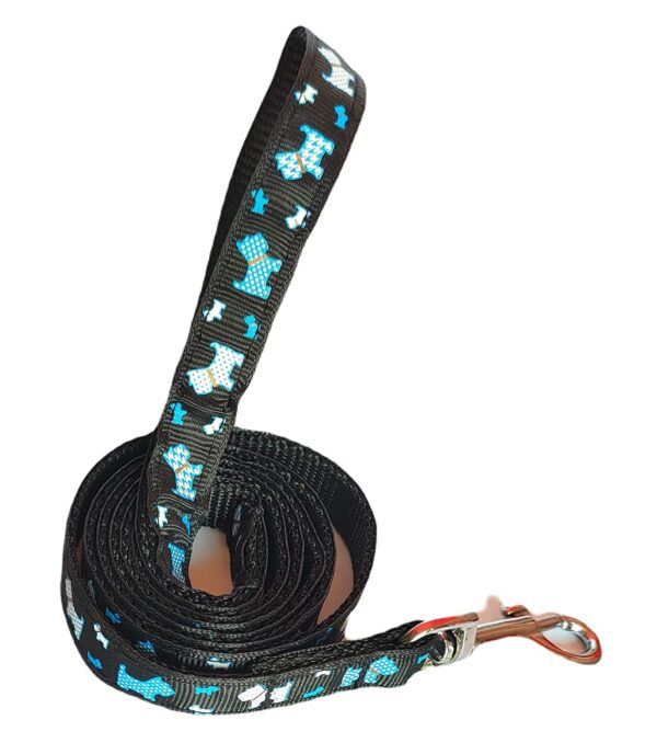 PSK PET MART Dog Collar and Leash Set Puppy Printed, Adjustable Nylon Collar with Leash for Cat and Small Dogs, Quick Release and Breathable Collar Set for Puppies, Dog & Cat 10 MM (Black)