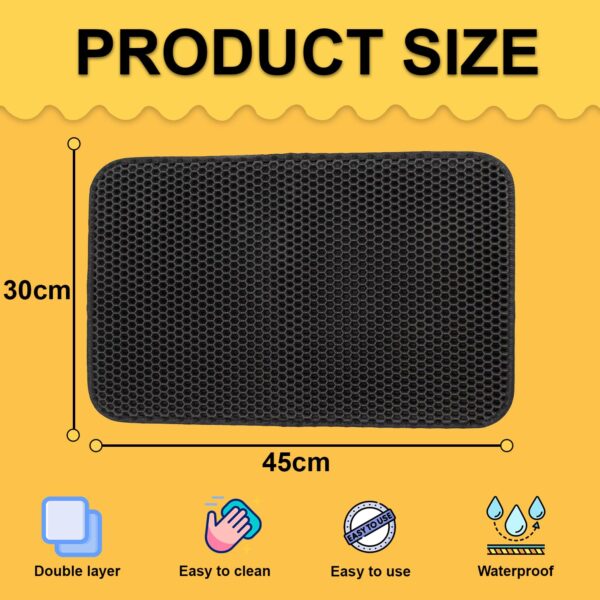 YellowCult Cat Litter Mat, Honeycomb Double Layer Design, Urine & Water Proof Material, Scatter Control, Less Waste, Easy to Clean,Washable, Non-Slip Kitty Litter Mats for Floor (30 X 45 Cm) 1 Pack-S