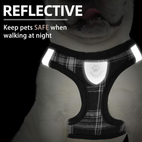 Pupteck Adjustable No-Pull Dog Harness, Collar and Leash Set for Small Medium Dogs, Puppies and Cats, Soft Mesh Padded Reflective Chest Strap for Walking and Training (Black, S (Chest 14.5"–16"))