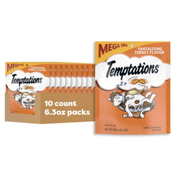Whiskas Temptations Treats for Cats Mega Bag Tantalizing Turkey Flavor, 6.3 Ounce (Pack of 10)