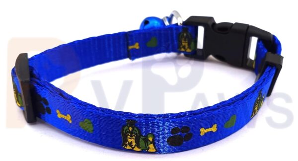 RvPaws 15 MM Paw/Bone Printed Soft Nylon Collar Belt and Leash Set for Small Breed Dog and Puppies - Blue
