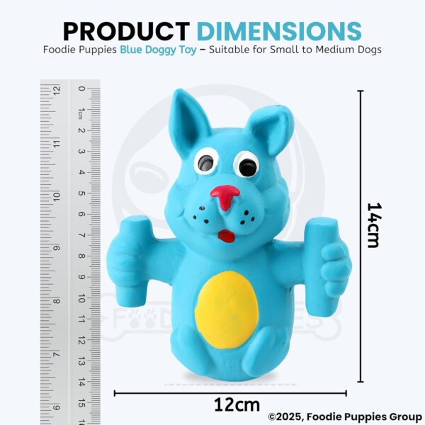 Foodie Puppies Natural Latex Rubber Squeaky (Blue Doggy) Dog Toy | Small to Medium Dogs & Puppy | Durable, Animal Design, Fetch & Chew Safe Play Toy | Reduce Separation Anxiety