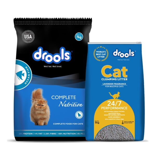 Drools Dry Adult Cat Food Ocean Fish 7kg with 5kg Drools Dry Adult Cat Food Ocean Fish 7kg with 5kg Drools Cat Litter Free