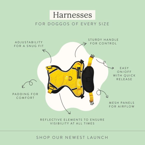 Yellow Harness for Medium Size Dogs | Oxford Fabric, 4 Adjustable Buckles | Dog Chest Belt for Small Dogs - (Medium, Yellow)