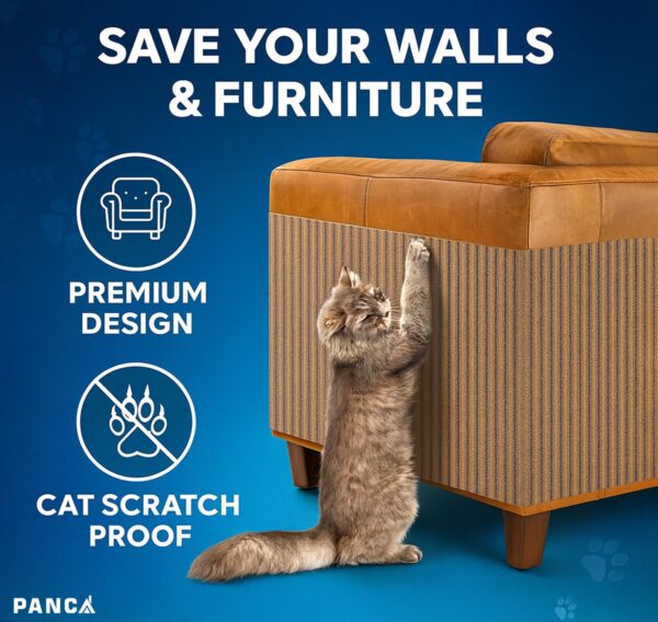 PANCA Cat Scratch Pad Mat for Wall, Sofa & Furniture Protection | 30x100cm Adhesive Cuttable Cat Scratcher Mat | Durable Sisal Texture Pad for Cats & Kittens – Prevents Scratching on Couch & Floor