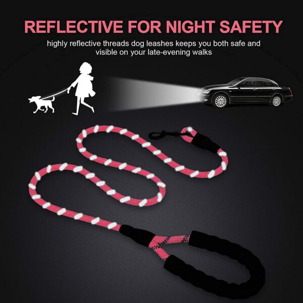 Petology Dog Leash 4FT Long, 1cm Thick Reflective Heavy Duty Rope with Anti-Slip Padded Handle for Small Dogs