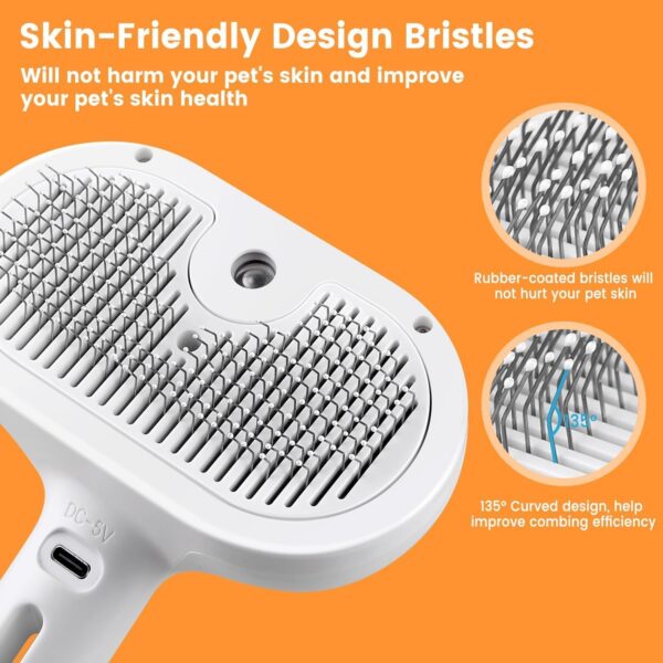 71sPO2NiBIL._SL1500_.jpg Pet Steam Brush for Dogs & Cats | Self-Cleaning Grooming Comb with Water Spray, Anti-Static, Massage Bristles | Portable Pet Hair Remover for Long & Short Fur (Multicolor)