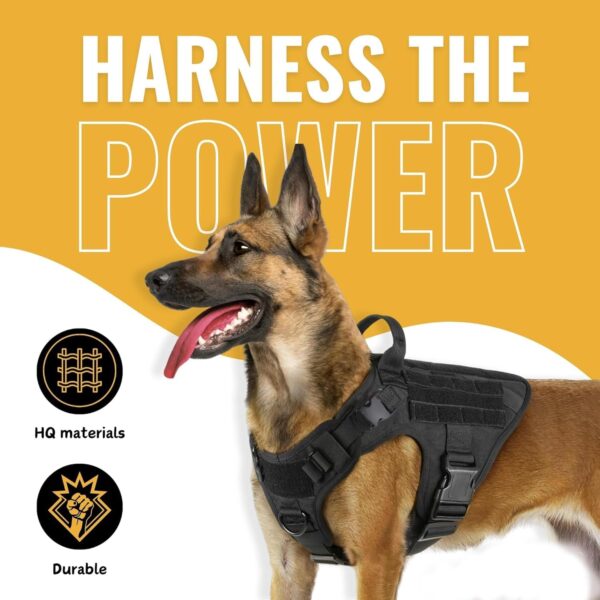 71sPoeML35L._SL1500_.jpg Tactical Dog Harness with Handle, No Pull Military Vest – Adjustable Heavy Duty Service Dog Harness for Training, Walking, Hiking – Padded, Escape-Proof Design (Small)