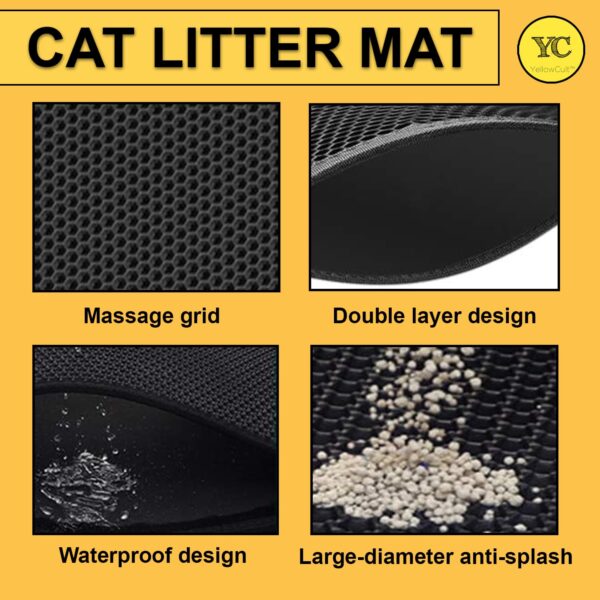 YellowCult Cat Litter Mat, Honeycomb Double Layer Design, Urine & Water Proof Material, Scatter Control, Less Waste, Easy to Clean,Washable, Non-Slip Kitty Litter Mats for Floor (30 X 45 Cm) 1 Pack-S