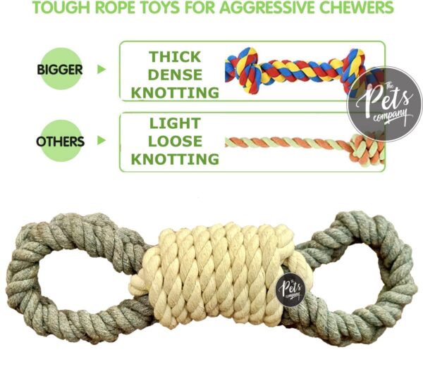The Pets Company Natural Loop Tug Dog Rope Toy for Aggressive Chewers, Dental Tug Dog Toy with Thick Knots for Large Dog Breeds